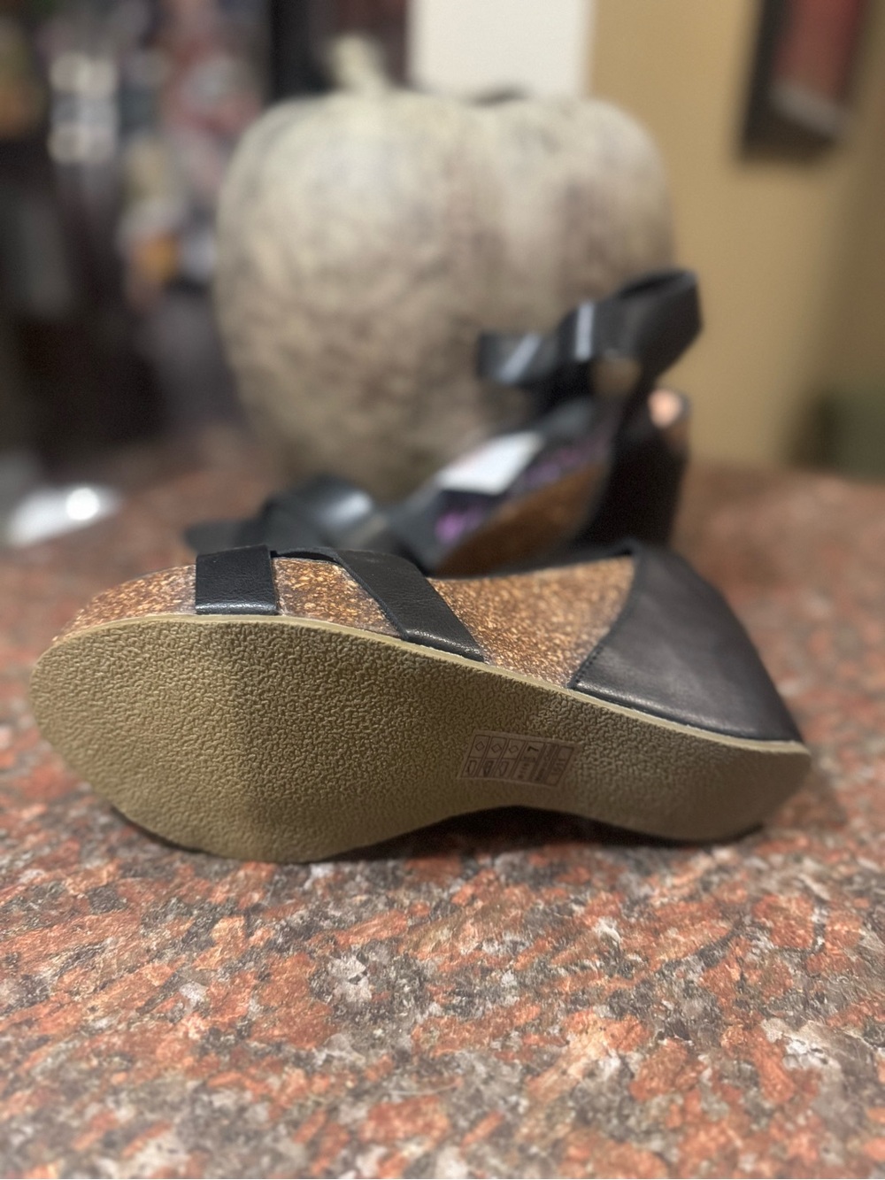 Blowfish Malibu- NWT- Black Cork Wedge Sandals with Crisscross Straps - Picture 2 of 4